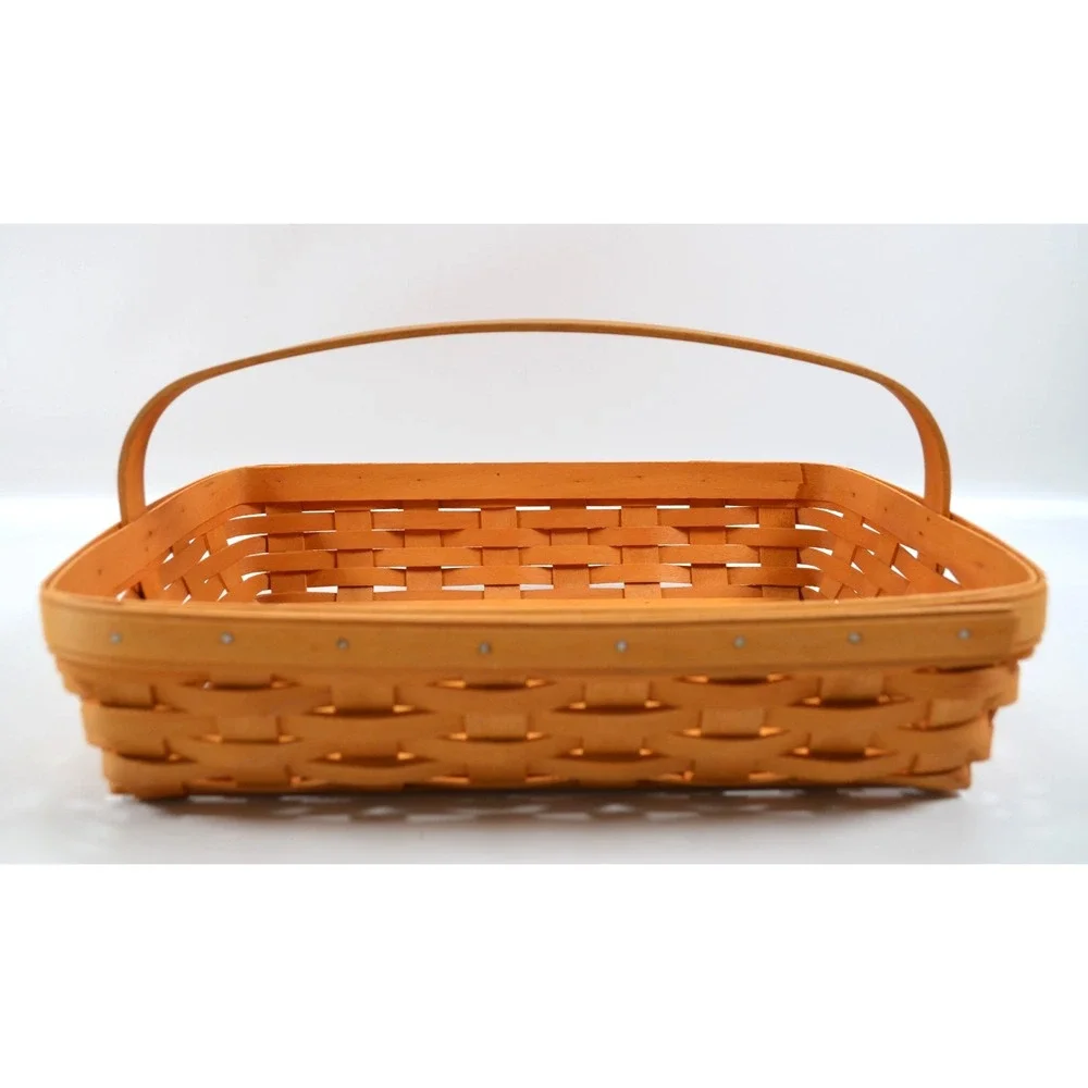 LONGABERGER 2002 Classic Back Porch Basket w/ 2 Protectors & Cloth Liner 13x9.5